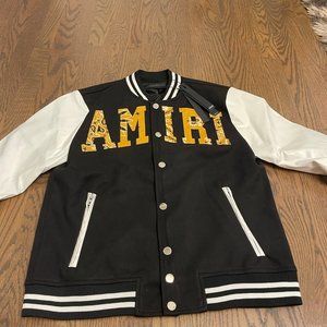 Amiri Black & Yellow Bandana Varsity Jacket S